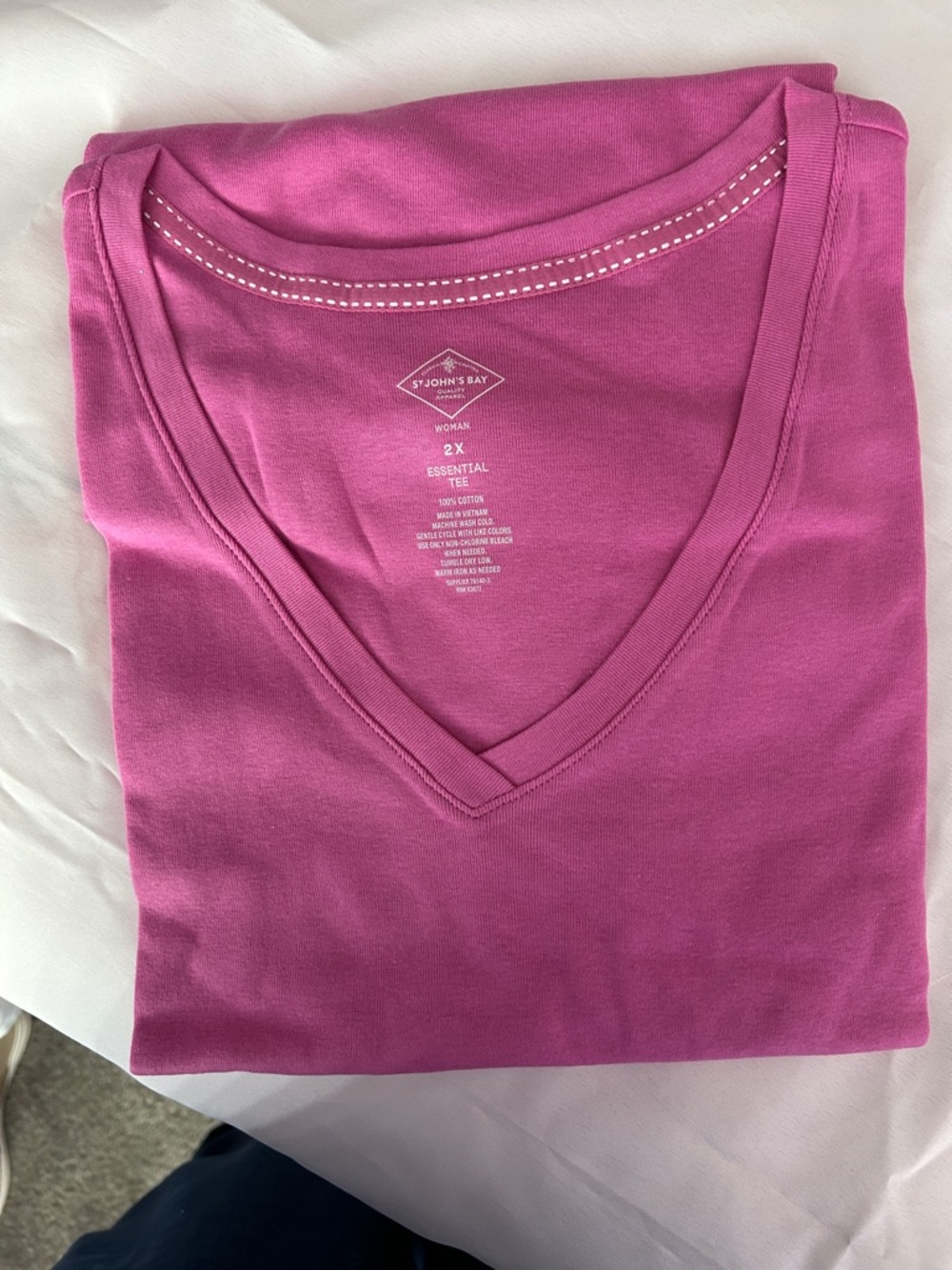 St. John's Bay Women's Short Sleeve V-Neck Tee - Magenta